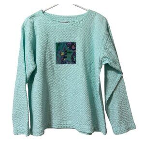 By Taylor 100% American Original Blue Star Pullover Women Shirt Size S/M Texture